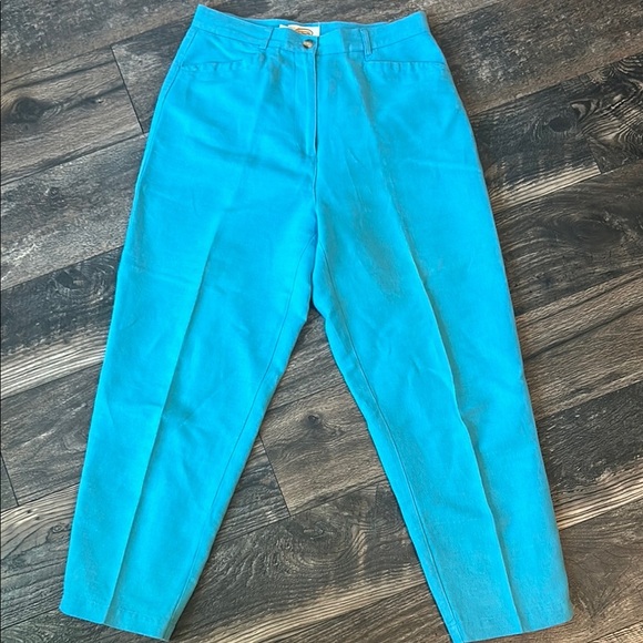 Spring SummerTalbots Blue Linen Blend High-Waisted Pants Size 8 - Picture 1 of 7